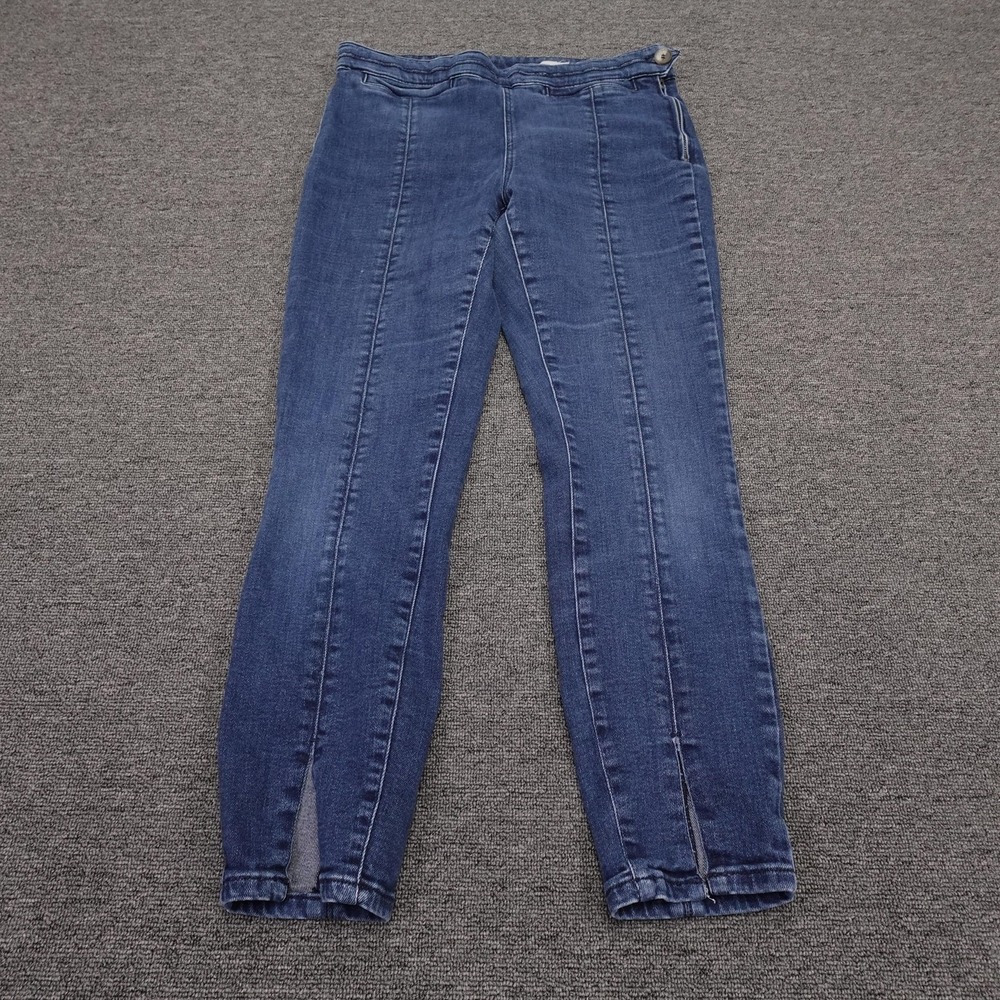 Pilcro Jeans Womens 32 Blue Medium Wash Mid Rise Skinny Slit Hem Stretch 32x29.5